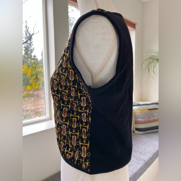 Vintage Silk Italian Cropped Equestrian Horsebit quilted Vest - Picture 7 of 12
